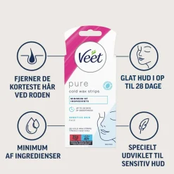 Veet Cold Wax Strips Sensitive Face< Hårfjerningscreme