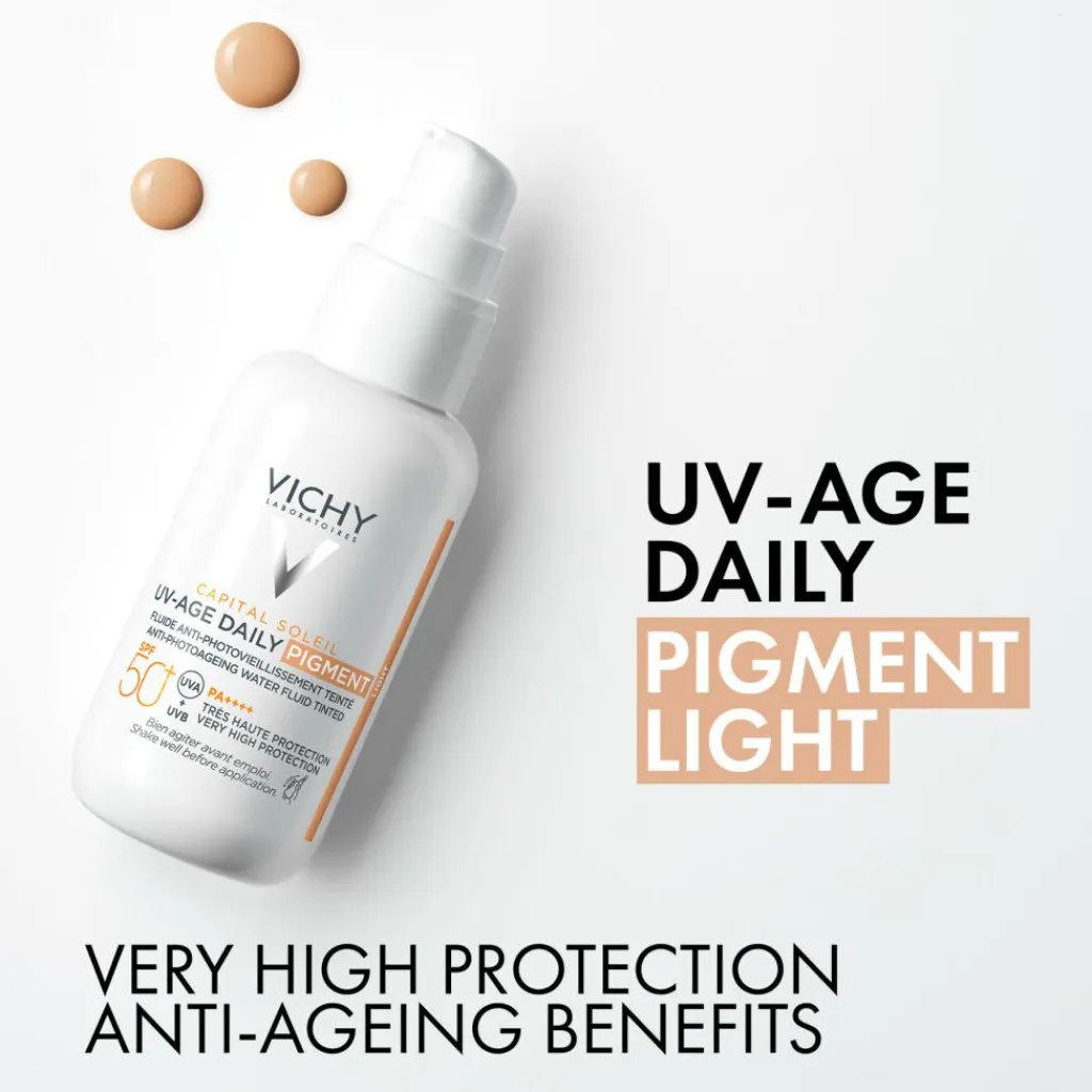 Vichy CS Face UVAge TintLight SPF 50+< Solcreme|Solpleje