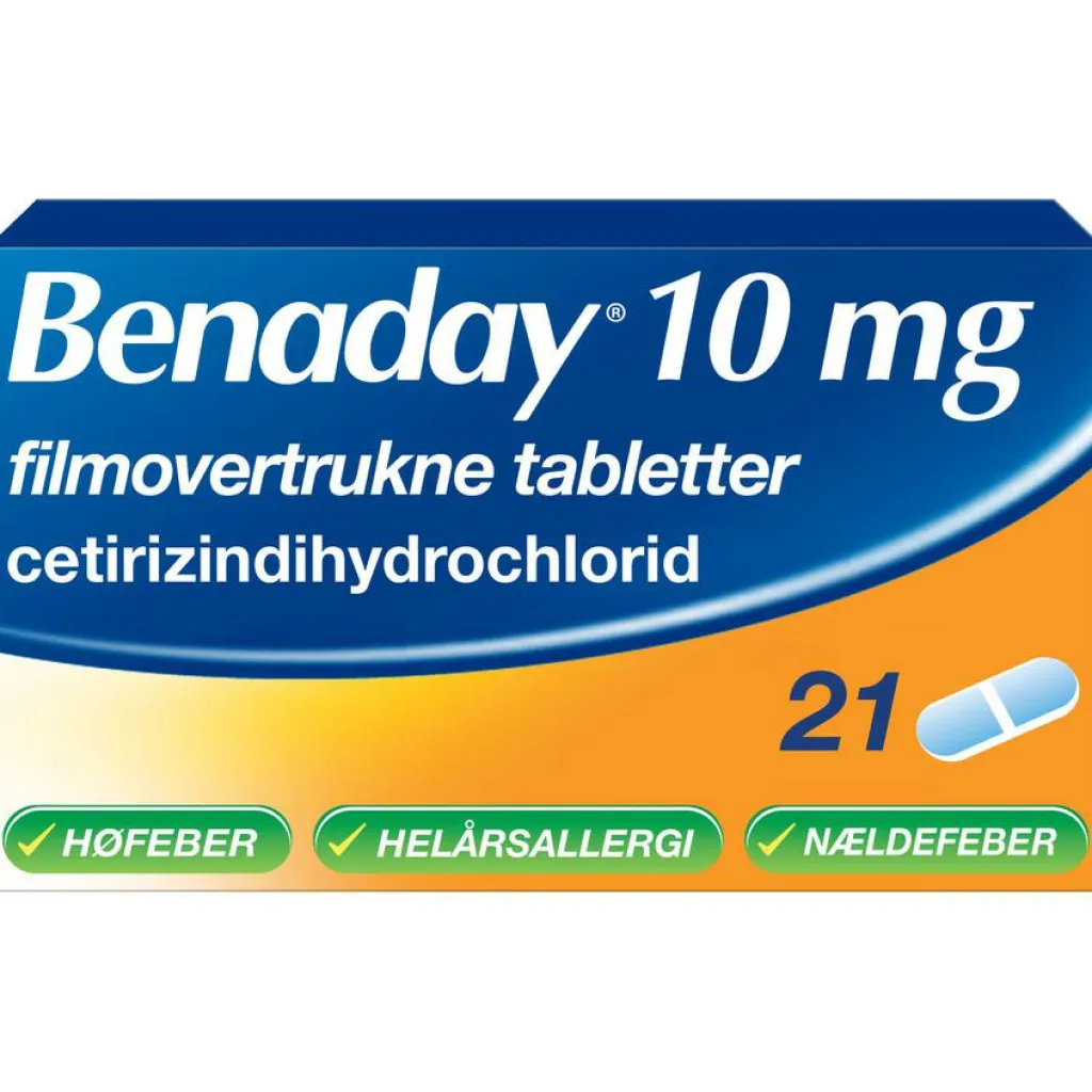 Benaday Allergi|Allergi>Filmovertrukne tabletter 10 mg