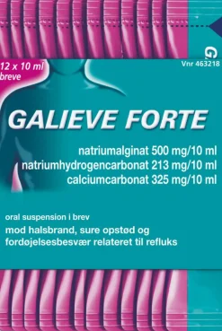 Galieve Forte, 500 mg/213 mg/325 mg, oral suspension< Halsbrand & Mavesyre