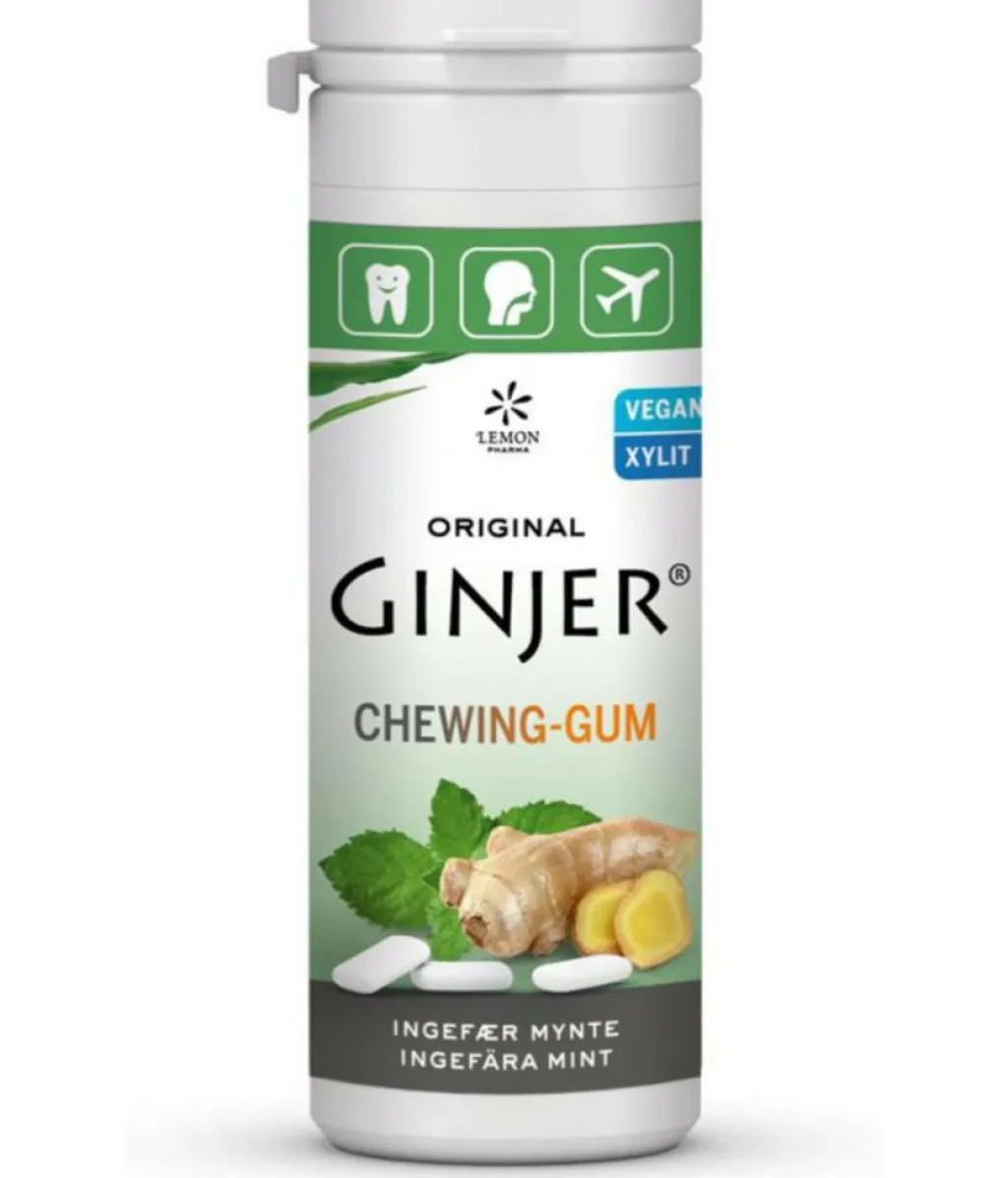 Ginjer Tyggegummi>® Ingefær MYNTE Tyggegummi