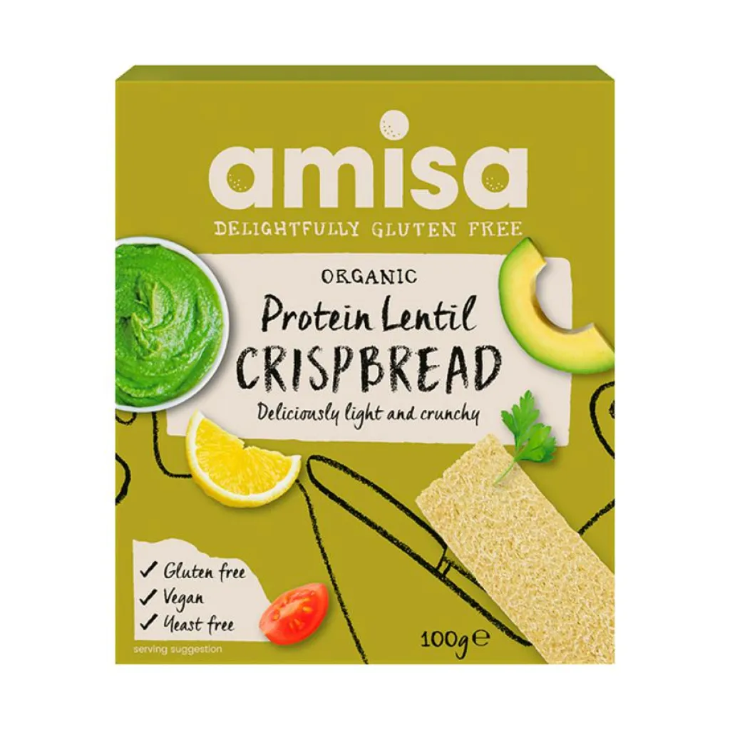 Amisa Brød, Kiks & Kager<glutenfri Knækbrød Protein Linse Ø