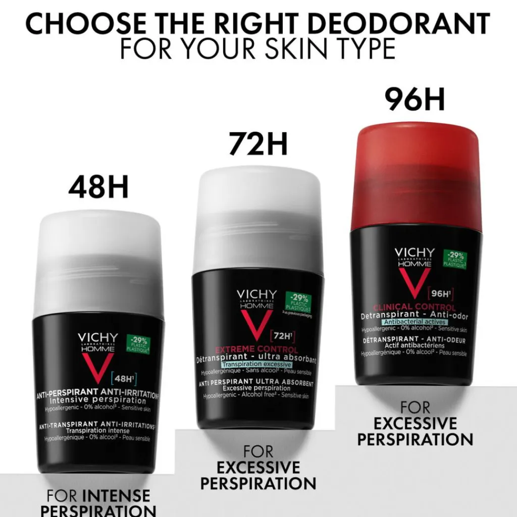 Vichy Dermatologisk Hudpleje Til Mænd|Deodoranter>Homme Antiperspirant Deodorant Roll-On 72T