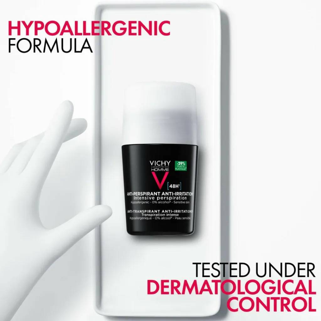 Vichy Dermatologisk Hudpleje Til Mænd|Deodoranter>Homme Antiperspirant Deodorant Roll-On 48T