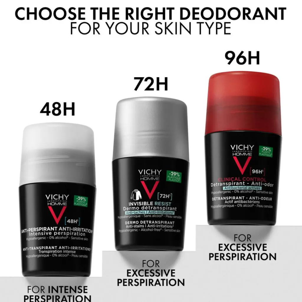 Vichy Dermatologisk Hudpleje Til Mænd|Deodoranter>Homme Antiperspirant Deodorant Roll-On 48T