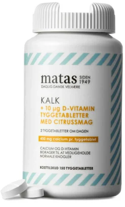 Matas Striber Kalk>Kalk 400 mg + D-vitamin 10 µg