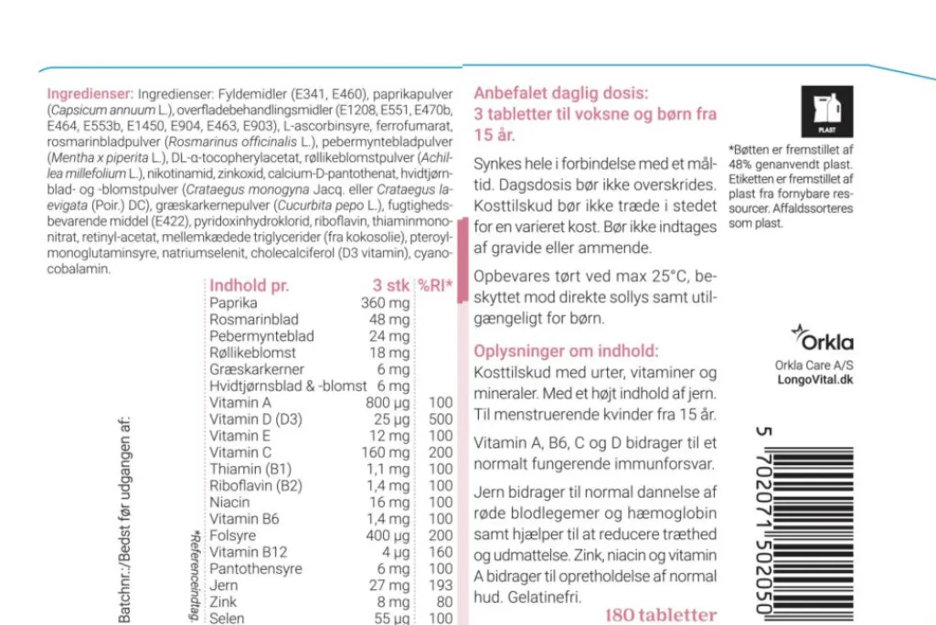 Longo Vital Kosttilskud Til Kvinder|Multivitaminer<Multivitamin Feminin med silica, zink og selen