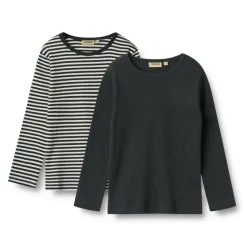 WHEAT Rib T-Shirt Long Sleeve Stig 2-pak<Børn Børnetøj