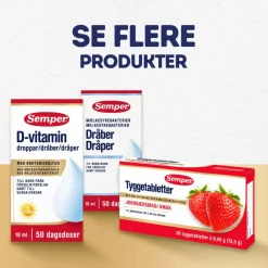 Semper Mælkesyrebakterier Til Børn|Ingredienser<Tyggetabletter med Mælkesyrebakterier Jordbær