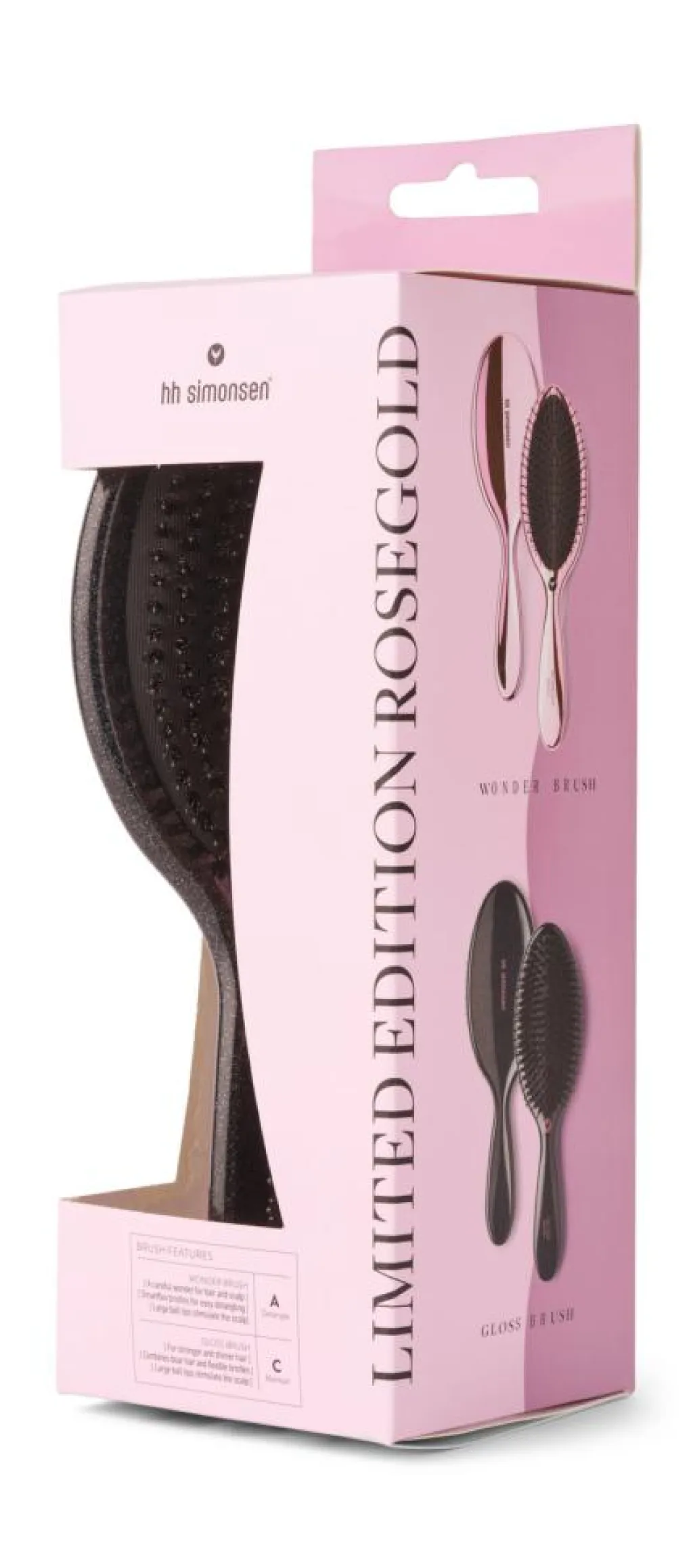 HH Simonsen Gaveæsker|Hårpleje Gaveæsker>Wonder & Gloss Brush Rosegold Gaveæske